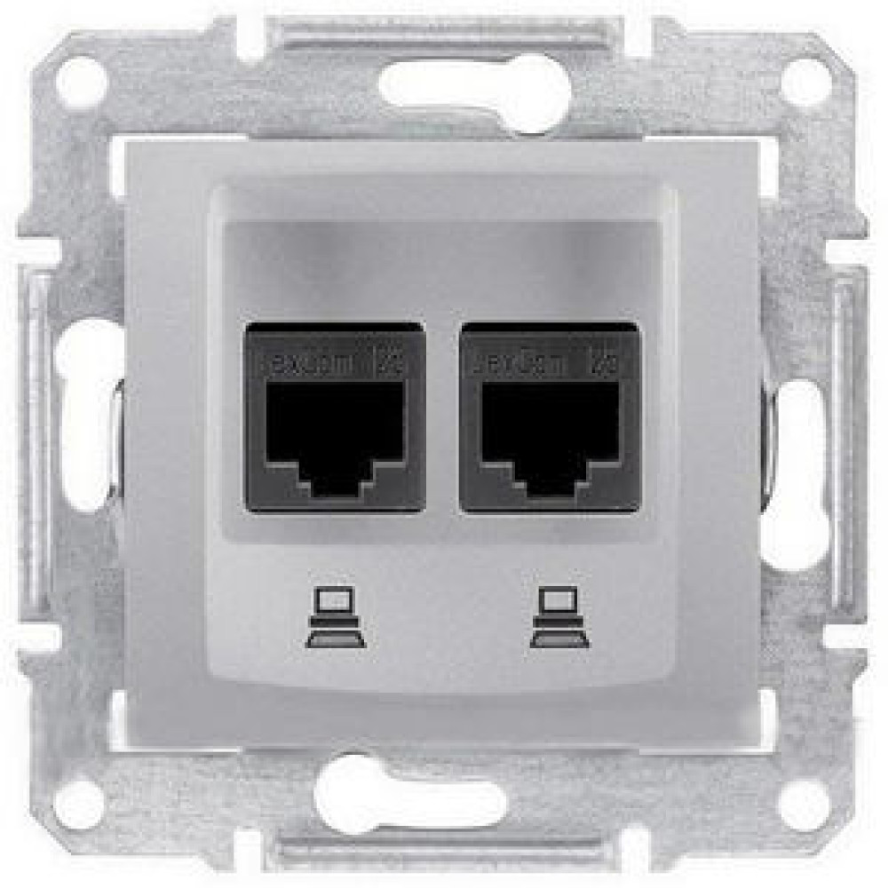 Розетка комп 'ютерна RJ45 cat5e UTP подвійна Schneider Electric Sedna Алюміній SDN4400160